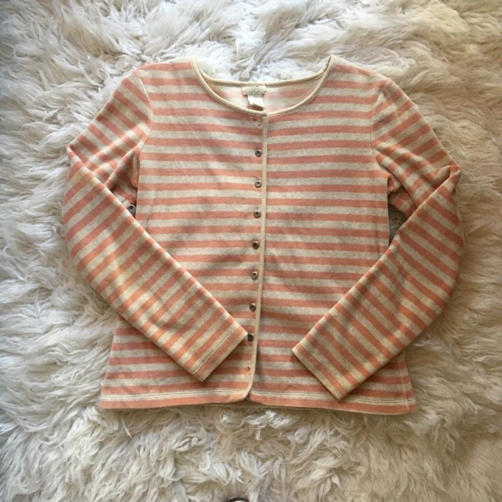 cute grandma peach stripe cardigan